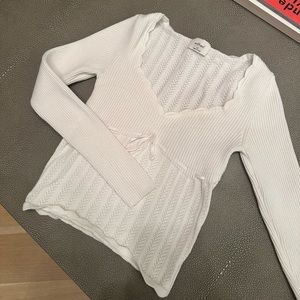 Wilfred White Knit Crop Top